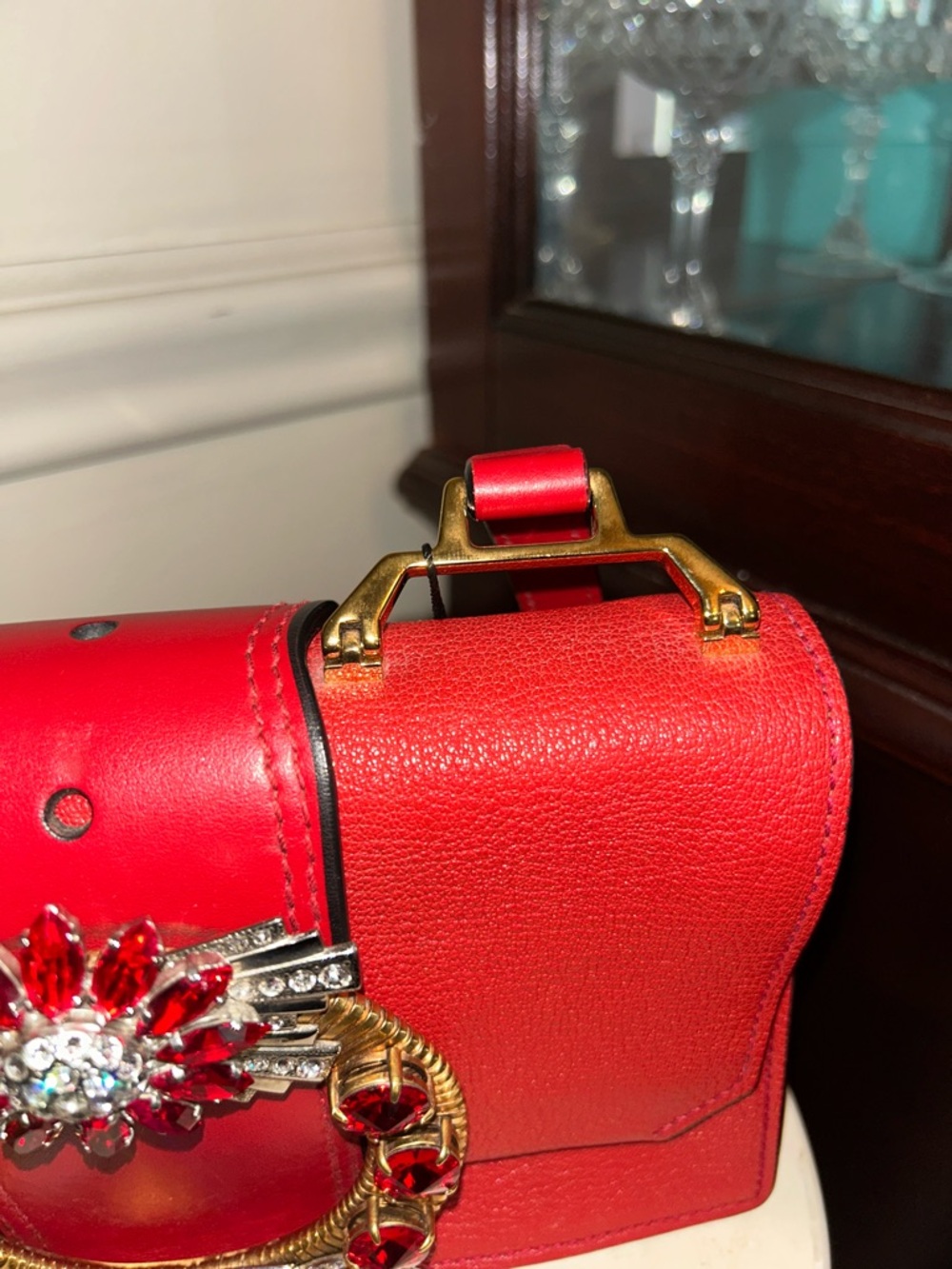 Miu Miu Red Embellished Crossbody Bag - Picture 5 of 9